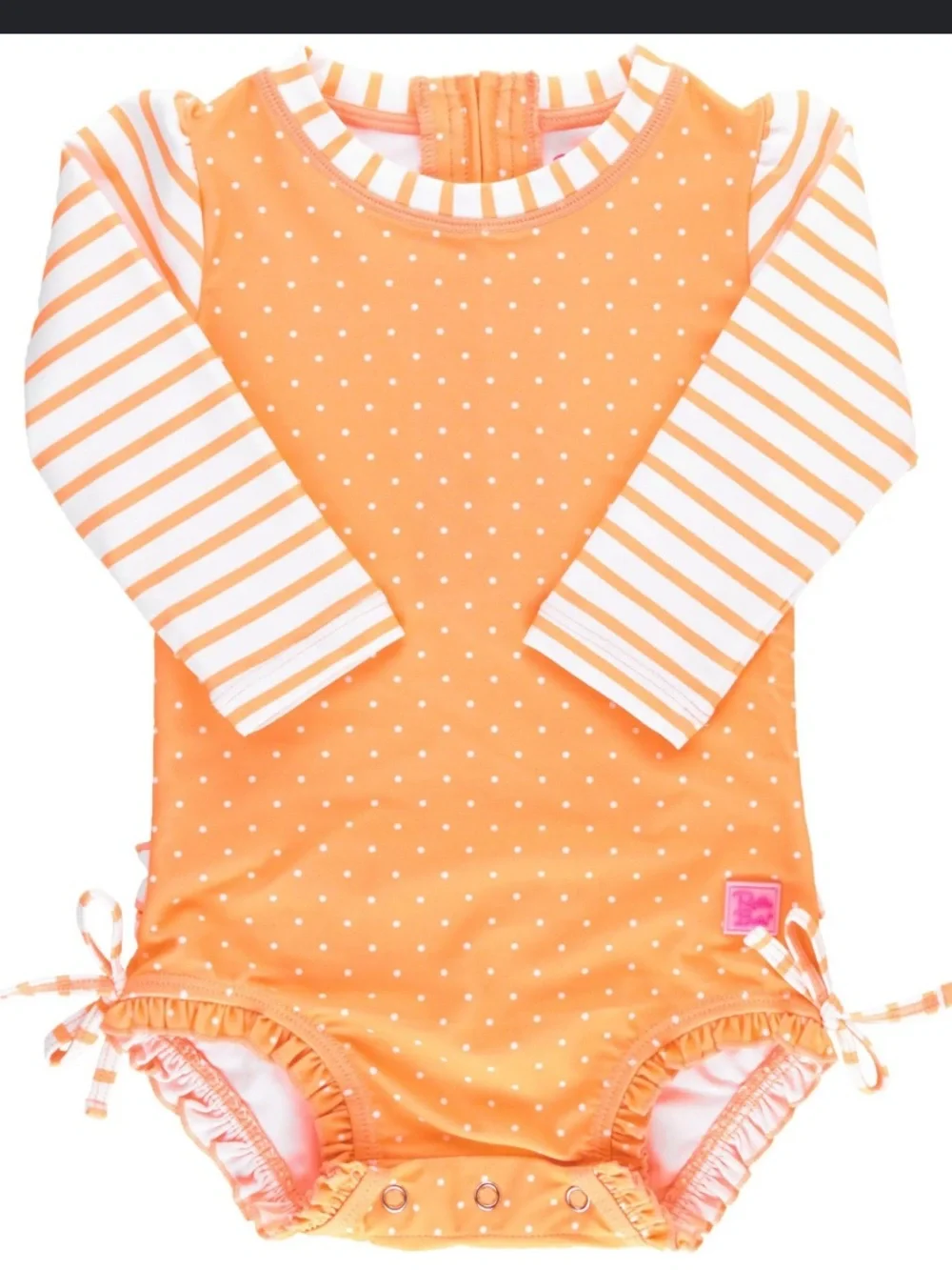 RuffleButts Melon Polka Dot One Piece